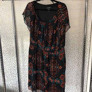 Aztec inspired elastic waist dress